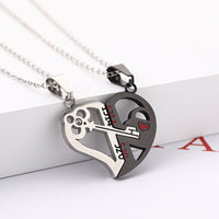 Romantic Couples Necklace Fashion Puzzle Heart Shape Crystal Key - Golonzo -                                                                             