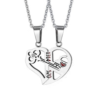 Romantic Couples Necklace Fashion Puzzle Heart Shape Crystal Key - Golonzo -                                                                             