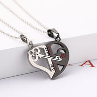 Romantic Couples Necklace Fashion Puzzle Heart Shape Crystal Key - Golonzo -                                                                             