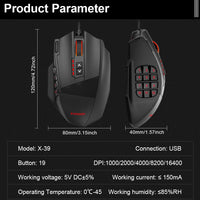 RGB Gaming Mouse 16400 DPI - 19 buttons-Mice & Trackballs-Golonzo