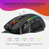 Ergonomic Gaming Mouse Wired 8 Buttons Programmable Mice with 8000 DPI with RGB Backlit-Golonzo