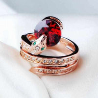 Snake Ring Rose Gold Color Austrian Crystals - Golonzo -                                                                             