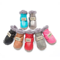 4 Pcs/set Fashion Dogs Winter Snow Leather Boots - Golonzo -                                                                             