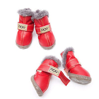 4 Pcs/set Fashion Dogs Winter Snow Leather Boots - Golonzo -                                                                             