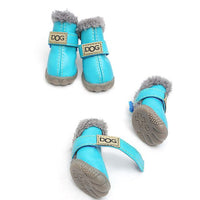 4 Pcs/set Fashion Dogs Winter Snow Leather Boots - Golonzo -                                                                             