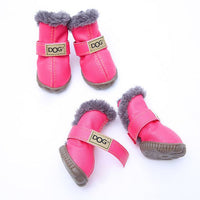 4 Pcs/set Fashion Dogs Winter Snow Leather Boots - Golonzo -                                                                             