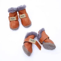 4 Pcs/set Fashion Dogs Winter Snow Leather Boots - Golonzo -                                                                             