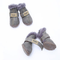 4 Pcs/set Fashion Dogs Winter Snow Leather Boots - Golonzo -                                                                             