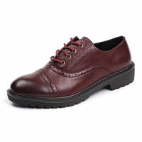 Red Vintage Flat Oxford Shoes British Style-Women Shoes-Golonzo