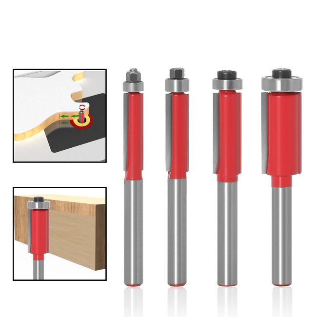 1/4Pc 6mm 1/4" Shank Flush Trim Router Bits Mill for Wood Trimming-Drill & Screwdriver Bits-Golonzo