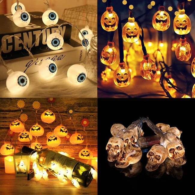 Halloween Pumpkin Ghost Skeletons Bat Spider Led Light String Festival Bar Home Party-LED light Bulbs-Golonzo