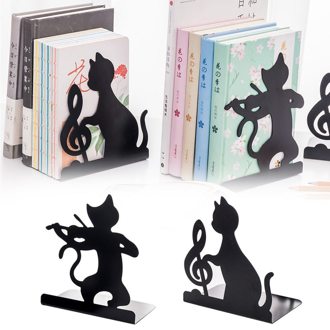 Cute Cat Bookend Non skid Iron Decorative Home Office Desktop-bookcase-Golonzo