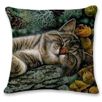 Cat Pattern Cotton Linen Throw Pillow Cushion Cover Seat-Pillow Case and Shams-Golonzo