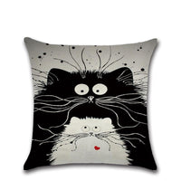 Cat Pattern Cotton Linen Throw Pillow Cushion Cover Seat-Pillow Case and Shams-Golonzo