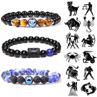 12 Zodiac Signs Charm Natural Stone Beads Bracelets-Bracelets-Golonzo