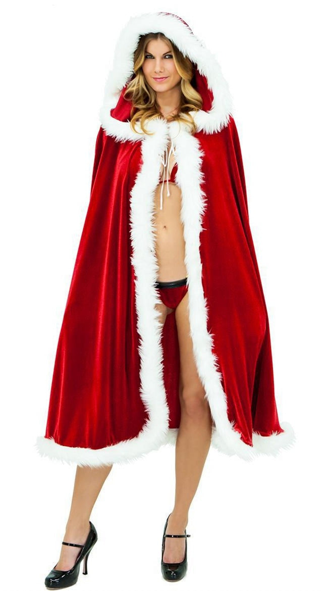 Christmas Santa Cape Large Red Hooded Cloak-Costume Capes-Golonzo