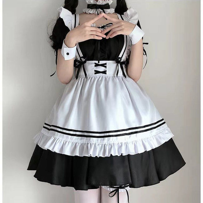1set/lot Sexy Maid Cosplay Costume - Black Dress Party Clothing-Costumes-Golonzo