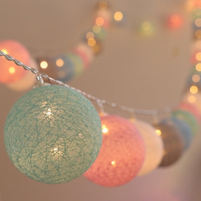 LED Light String with Beautiful Cotton Ball-Light Ropes & Strings-Golonzo