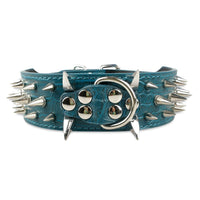 Wide Luxurious Leather Dog Collar Sharp Spike for Medium and Large Breeds-Pet Collars & Harnesses-Golonzo