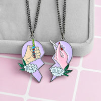 Best Friends Love Couple Necklace For Women Cut Animal Rabbit Rainbow-Necklace-Golonzo