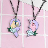 Best Friends Love Couple Necklace For Women Cut Animal Rabbit Rainbow-Necklace-Golonzo