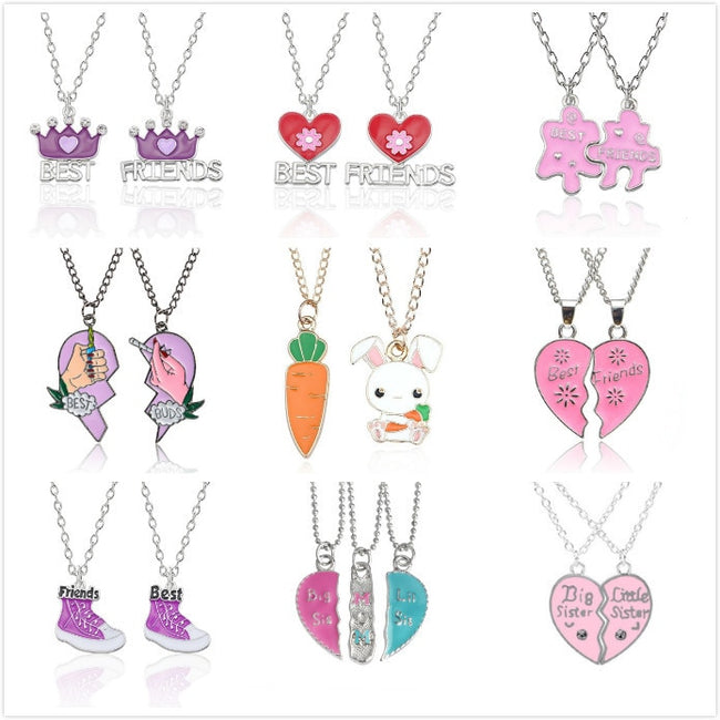 Best Friends Love Couple Necklace For Women Cut Animal Rabbit Rainbow-Necklace-Golonzo
