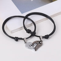 Heart Shaped Stitching Bracelet Handmade Lucky Love Black Rope Chain Couple-Bracelets-Golonzo