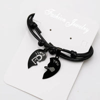 Unique Couple Bracelets for Women Men Black Stainless Steel Heart-Bracelets-Golonzo