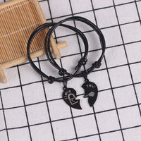 Unique Couple Bracelets for Women Men Black Stainless Steel Heart-Bracelets-Golonzo