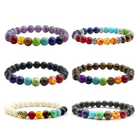 Reiki Healing Natural Lava Stone Chakra Balance Beads Bracelet-Bracelet-Golonzo