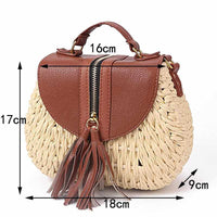 Ladies Woven Knitting Messenger Straw Bags-Handbags-Golonzo