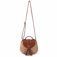 Ladies Woven Knitting Messenger Straw Bags-Handbags-Golonzo