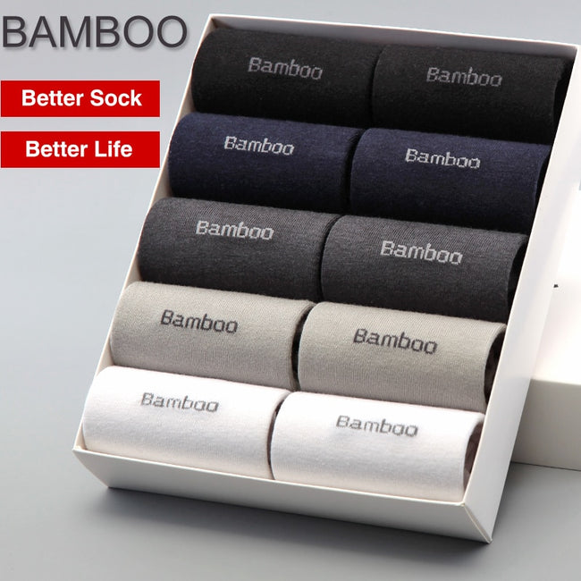 (10 Pairs / Set) Anti-Bacterial Men Bamboo Socks - Comfortable Breathable Casual Business Man Sock-Socks-Golonzo