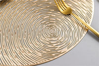 Gold Silvery Round Placemats Kitchen PVC Mats for Dining Tables Drink Coasters Set Coffee Cup-Kitchen Slicers-Golonzo