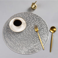 Gold Silvery Round Placemats Kitchen PVC Mats for Dining Tables Drink Coasters Set Coffee Cup-Kitchen Slicers-Golonzo