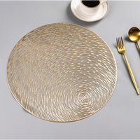 Gold Silvery Round Placemats Kitchen PVC Mats for Dining Tables Drink Coasters Set Coffee Cup-Kitchen Slicers-Golonzo