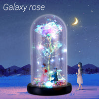 Wishing Galaxy Rose - LED Flashing Flowers In Glass Dome-Artificial flower-Golonzo