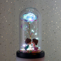 Wishing Galaxy Rose - LED Flashing Flowers In Glass Dome-Artificial flower-Golonzo