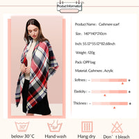 Fashion Plaid Soft Cashmere Scarves-Scarves-Golonzo