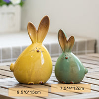 Nordic Style Cute Long Ear Rabbit Ceramic Decoration Cartoon Animals Figurines-statue-Golonzo