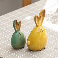 Nordic Style Cute Long Ear Rabbit Ceramic Decoration Cartoon Animals Figurines-statue-Golonzo