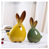 Nordic Style Cute Long Ear Rabbit Ceramic Decoration Cartoon Animals Figurines-statue-Golonzo