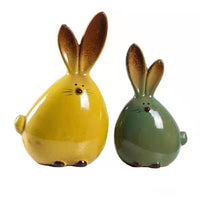 Nordic Style Cute Long Ear Rabbit Ceramic Decoration Cartoon Animals Figurines-statue-Golonzo