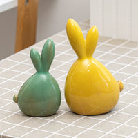 Nordic Style Cute Long Ear Rabbit Ceramic Decoration Cartoon Animals Figurines-statue-Golonzo
