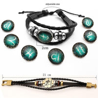 12 Zodiac Bracelets Luminous Charm Leather Bracelet-Bracelets-Golonzo