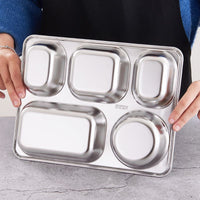 Section Stainless Steel Divided Dinner Tray Lunch Container Food Plate-Golonzo