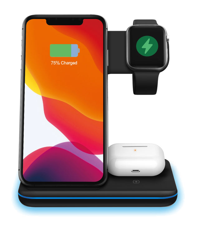 3 in 1 Wireless Charger Stand 15W Qi Fast Charging Dock Station-Wireless Chargers-Golonzo