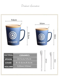 350ML/520ML Super Hero Mugs With Cover and Spoon-Mugs-Golonzo