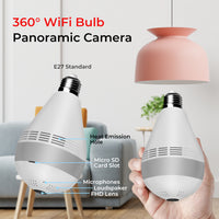 Light Bulb Wifi Camera - 360° Fisheye Wireless Panoramic WiFi Camera-Surveillance Cameras-Golonzo