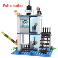 Police Helicopter / Car / Station Model Building Blocks-Golonzo